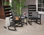 POLYWOOD® Black Outdoor Rocking Chairs Set of 2 - Composite Rocking Chairs for Front Porch, Patio, or Garden