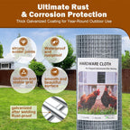 Hardware Cloth 1/2in 48in x100ft Hot Dip Galvanized Rust Resistant Welded Wire Mesh,Chicken Wire Fence Garden Plants Fencing,Chicken Coop Rabbit Poultry Critters Metal Cage Roll