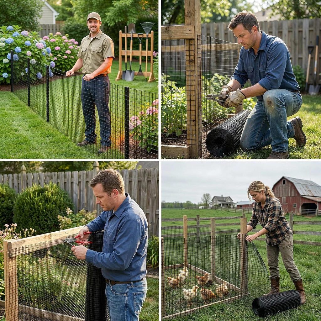 Black Hardware Cloth 1/2 in. x 4 ft. x 100 ft. 19-Gauge | Vinyl Coated Chicken Wire Mesh Roll, Chicken Wire Fencing, Garden Fencing, Rat Wire, Gopher Mesh