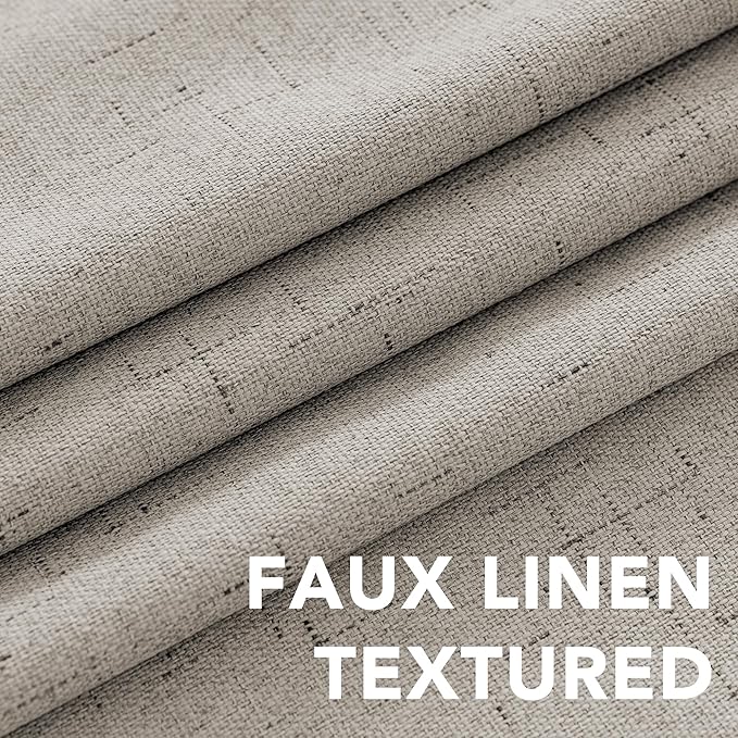 H.VERSAILTEX Linen Blackout Curtains 63 Inches Long 100% Absolutely Blackout Thermal Insulated Textured Linen Look Curtain Draperies Anti-Rust Grommet, Energy Saving with White Liner, 2 Panels, Stone