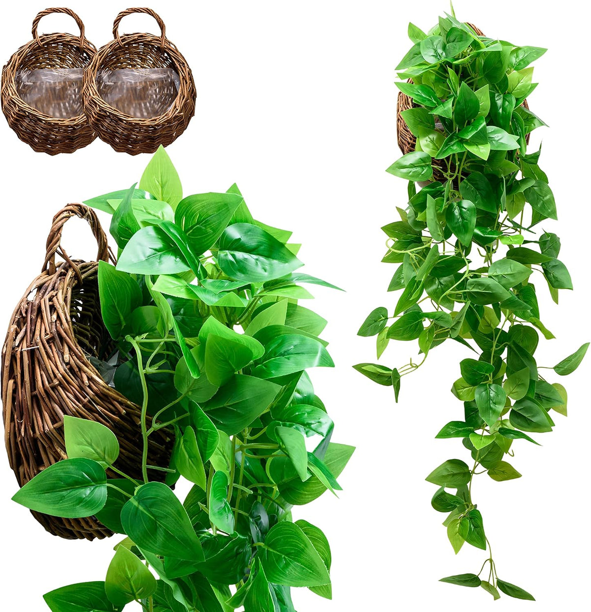 tapeera 2-pack artificial plants (with baskets) - ivy, main product view