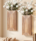 Wooden Wall Planter Vase,2 Pack Hanging Planter for Indoor Fake Plants Modern Boho Farmhouse Wall Art Decor for Home Indoor Kitchen Modern Farmhouse Bathroom Living Room Dining Room(Brown)
