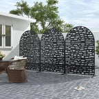 Casaphoria 72" H x 47" W Arched Metal Privacy Screen - Elegant Freestanding Outdoor Screen for Deck, Patio & Balcony - Versatile Decorative Privacy Panels for Home & Garden Use (Black-Gerald)