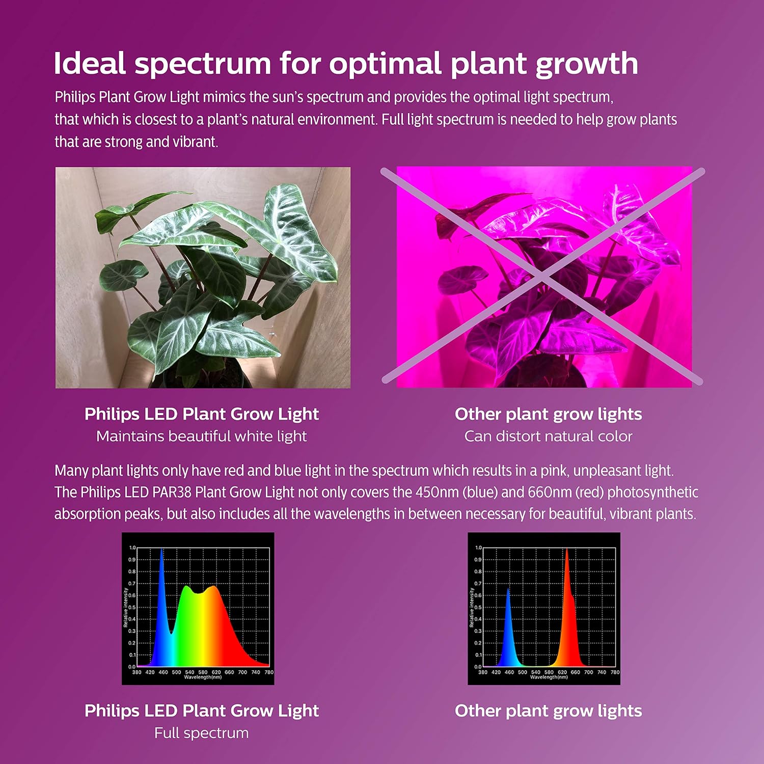 Philips LED Plant Grow Light Bulb PAR38, 1325 Lumen, Daylight (5000K), 15.5W, E26 Base, Title 20 Certified, 1-Pack