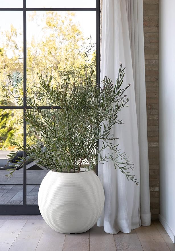 Veradek Strata Series Sphere Round Planter for Patio & Backyard | Durable Plastic-Stone Material | Modern Décor for Tall Trees and Plants