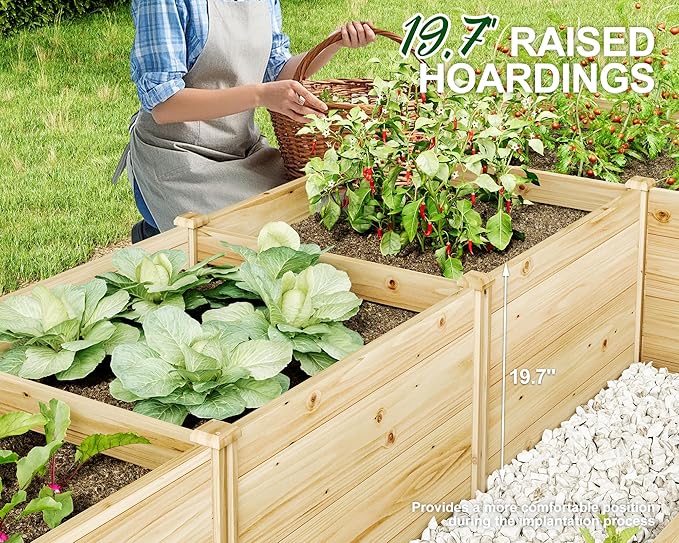 AMERLIFE U-Shaped Raised Garden Bed, 7.5Wx15Dx1.6H Free Combination Outdoor Wooden Raised Garden Bed Planter with 19.6" Depth Planter Box