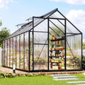 jocisland 6x16 ft walk-in polycarbonate greenhouse with 2, main product view