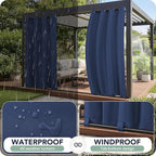 Outdoor Curtains for Patio Waterproof 6 Panels - Windproof, Privacy, Weatherproof Outside Drapes for Gazebo Pergola Porch, Grommet Top and Tab Bottom, 54x84 Inch, Navy