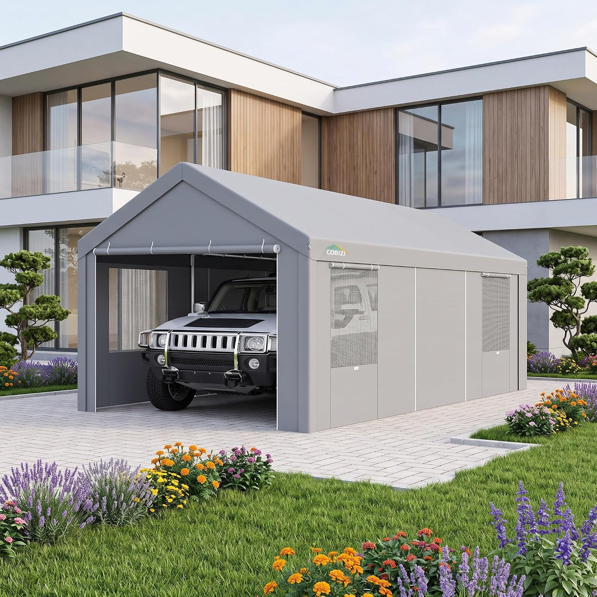 cobizi 12x20 ft heavy duty carport with galvanized, main product view