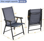 Yaheetech Outdoor Patio Chairs Set of 4, Portable Dining Chairs with Armrests for Camping, Lawn Yard Beach, Folding Outdoor Chairs 4-Pack with Metal Frame, Navy Blue