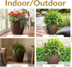 Sunnydaze 24-Inch Anjelica Large Plastic Pot for Plants - Outdoor Double-Walled Large Plastic Planter with Drillable Drainage Holes- Rust