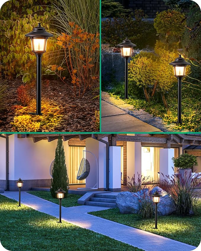 EDISHINE Low Voltage Landscape Lights, 12V 3W 120LM 3000K Seed Glass Outdoor Landscape Path Lights with Connectors, ORB Waterproof Electric LED Pathway Light Wired for Walkway Garden Yard, 6 Pack