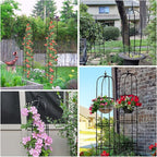 Tower Obelisk Garden Trellis for Climbing Plant，6.2FT/74.4" Rustproof Metal Potted Plant Climbing Support for Indoor Outdoor Flowers Vegetable Fruits Vines Support (2Pcs)