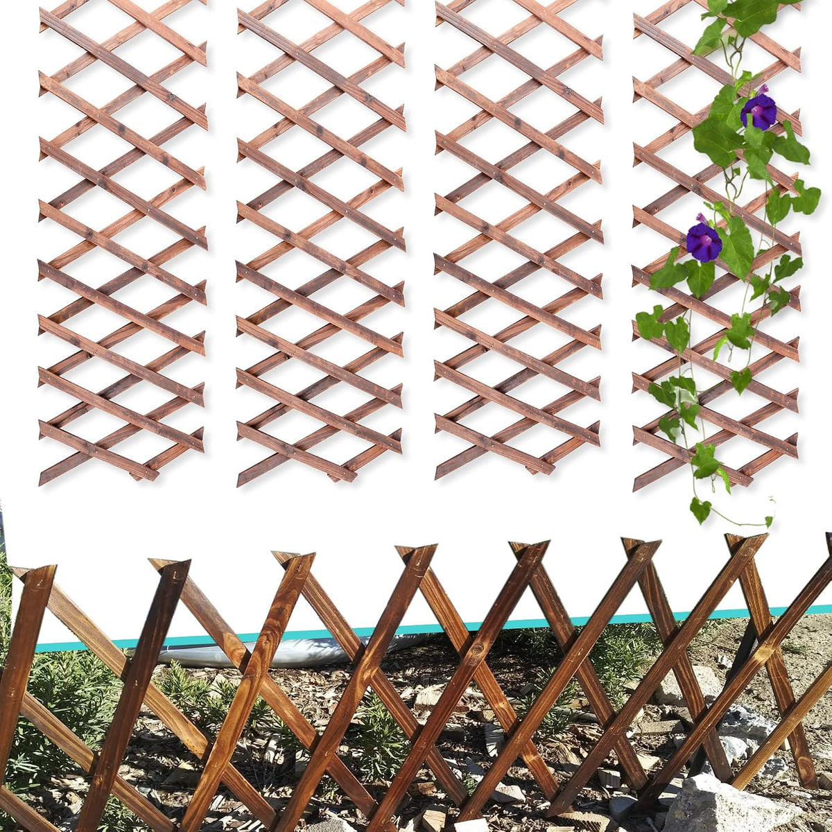 wooden lattice panels 4pack, 75"x11.8" expandable, main product view