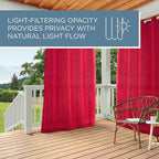 TOWN & COUNTRY BASICS Cabana Solid Heavyweight Indoor Outdoor Curtains, Light Filtering Opacity with Grommet Top, Water Repellent, 2-Pack Set, 54"x84", Radiant Red