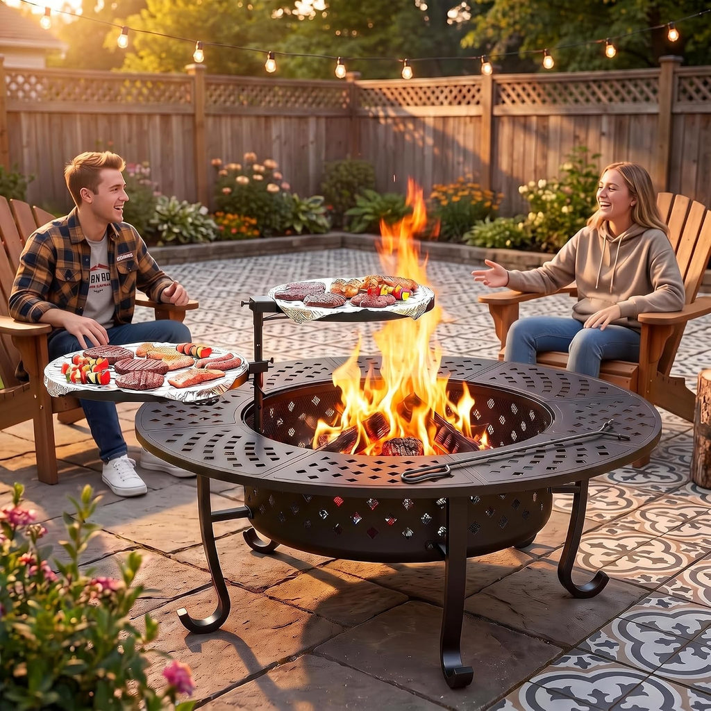 43" fire pit, firepit with adjustable 2 grills, main product view