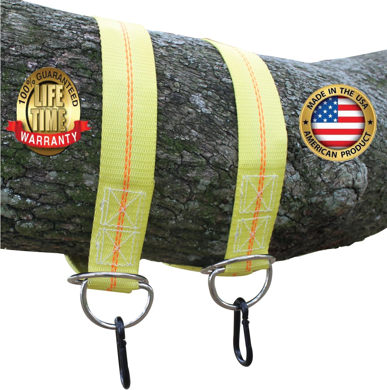 Tree Swing Hanging Kit - 12,000 lb. Polyester Webbing - 2 Straps per Set - with Carabiners - Made in USA