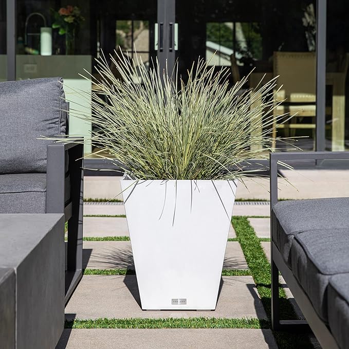 Veradek Pure Series Nobleton Plastic Planter - Large Pots for Indoor or Outdoor Porch/Patio | Durable All-Weather Use with Drainage Holes | Modern Planter Décor for Flowers, Shrubs, Trees
