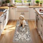 RUUGME Entryway 2x4 Runner Rug: Washable Vintage Rugs Low Pile Lightweight Stain Resistant Carpet for Kitchen Bedroom Non-Slip Soft Thin Floor Mat for Bathroom Laundry Room (Beige,2x4)