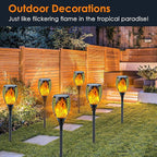 4 Pack Super Larger Size Solar Flame Torch Lights with Flickering Flame, Solar Flame Lights Outdoor Waterproof for Garden Decor, Extra Bright Tiki Torches Solar Lights Outdoor for Pathway Patio Yard