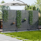 Casaphoria Metal Privacy Screen Outdoor, 72" H x 47" W Freestanding Decorative Privacy Screen for Patio Deck Balcony Garden with Stable Base, Grey-Benjamin