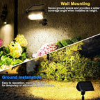 Solar Landscape Spotlights Outdoor Waterproof IP67, Warm White LED Spot Lights for Tree Flag Garden, Adjustable Solar Uplights Auto On Off with 2 Brightness Mode