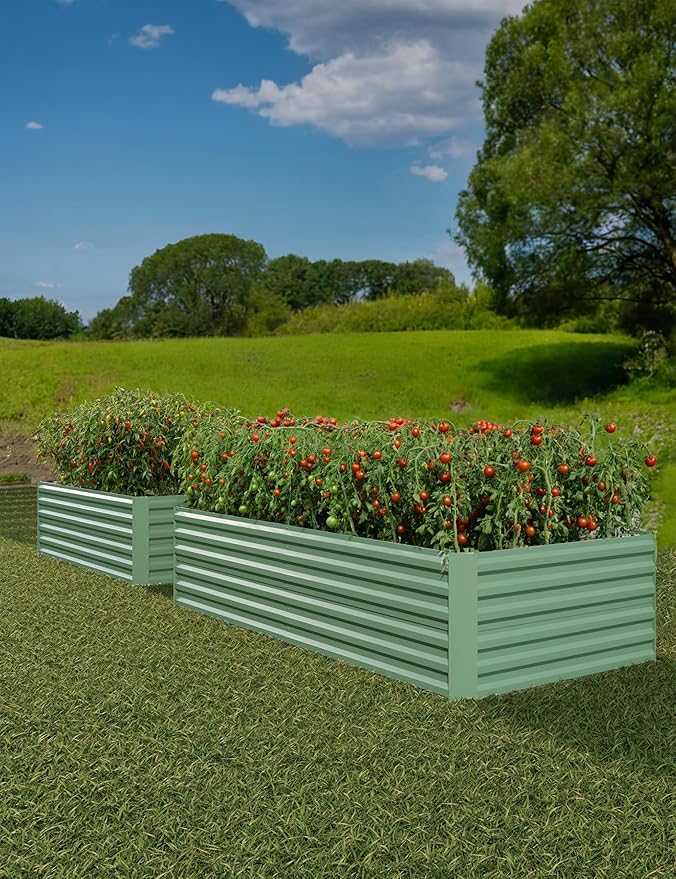 GarveeLife 2pcs 6x3x2 ft Galvanized Raised Garden Bed, 24" Tall Metal Planter Box for Flowers Vegetables, Rust-Resistant Raised Garden Beds for Gardening, Easy Assembly Outdoor Garden Box & Planters