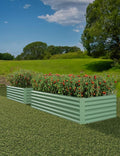 CABIHOME 2 Pcs 8x4x2 Ft Galvanized Raised Garden Bed, Deep Root Planter Box for Vegetables, Flowers, Herbs- Large Metal Raised Garden Bed Kit for Outdoor Use, Green