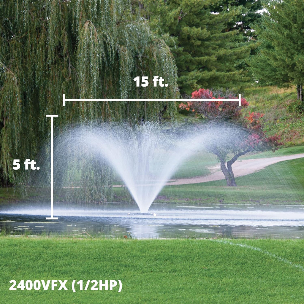 Kasco VFX Series Aerating Pond Fountain - 1/2 Horse Power 120V Single Phase with 200 ft Electric Power Cord | Pond Aerator Pump for Ponds & Lakes | Efficient Pond Aeration Systems