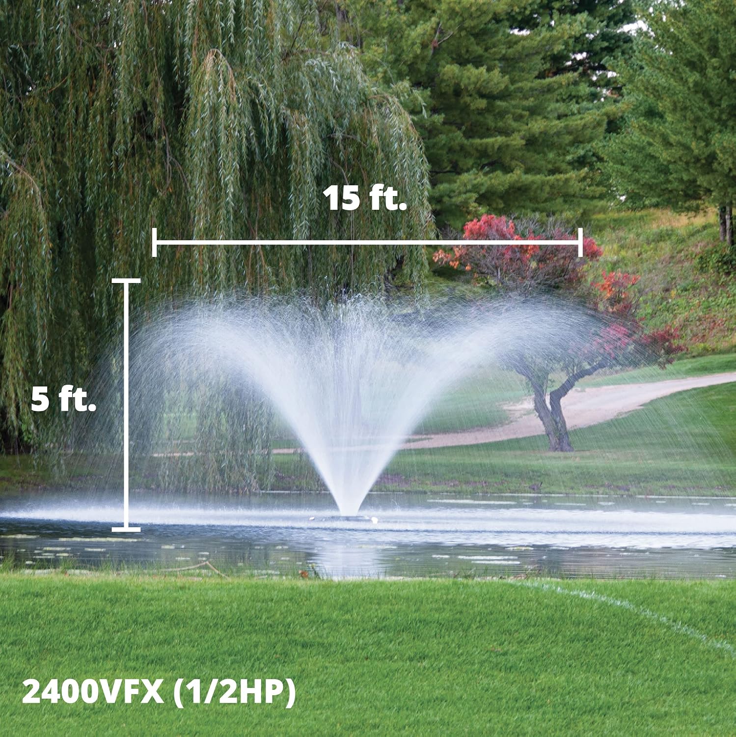 Kasco VFX Series Aerating Pond Fountain - 1/2 Horse Power 120V Single Phase with 200 ft Electric Power Cord | Pond Aerator Pump for Ponds & Lakes | Efficient Pond Aeration Systems