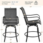 Yaheetech Patio Swivel Barstools Outdoor Chairs Set of 6, High Bistro Stools Outdoor Furniture, All-Weather Patio Stools for Outside, Beach, Lawn, Poolside and Garden, Black