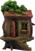 Fairy Garden Treehouse for Outside - Large Fairy House | Hand-painted resin; door opens; water resistant; treehouse stands 9 inches high; outdoor and indoor miniature decor
