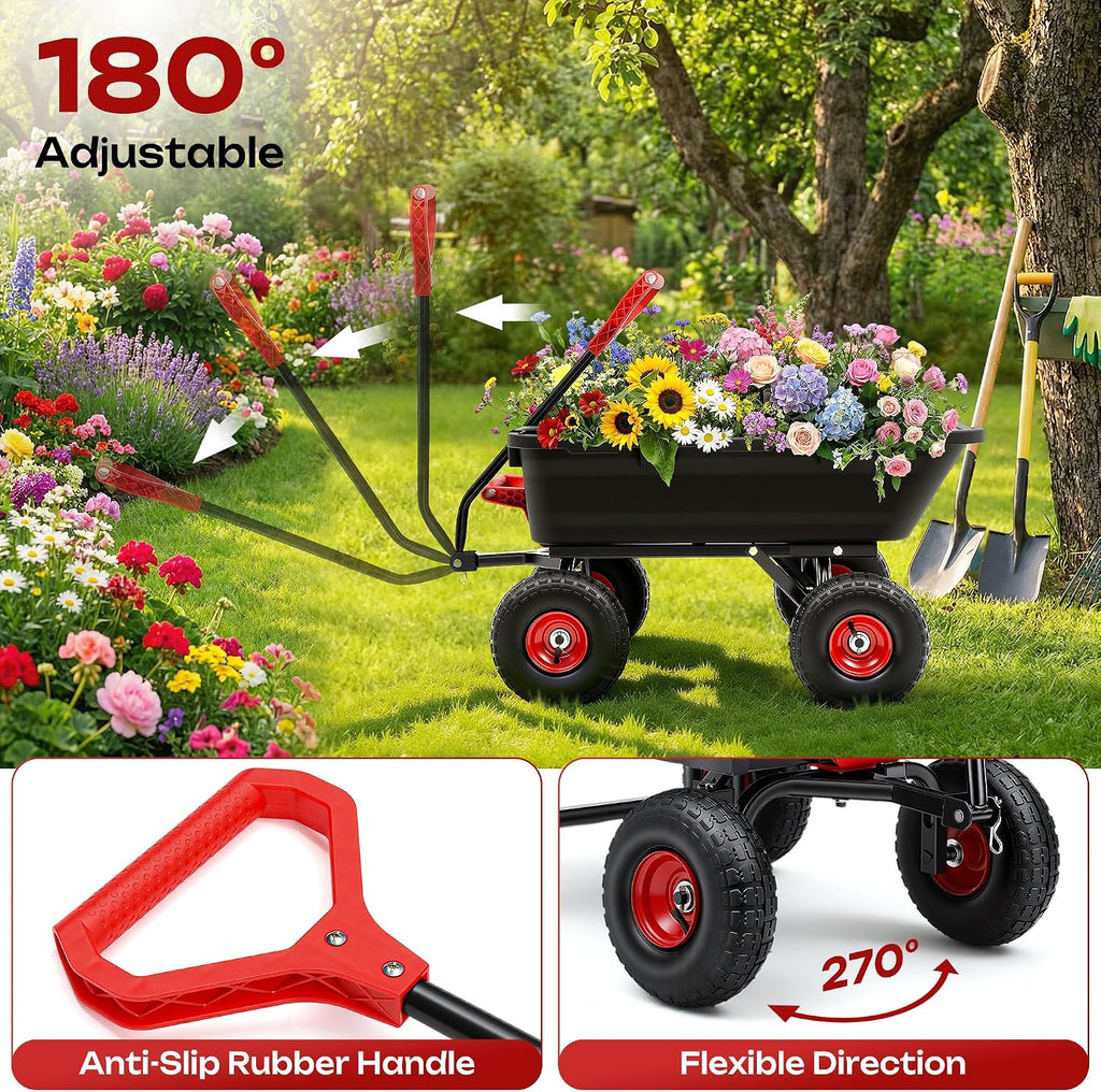 autodaya garden dump cart wagon 1000 lbs, heavy, front angle view