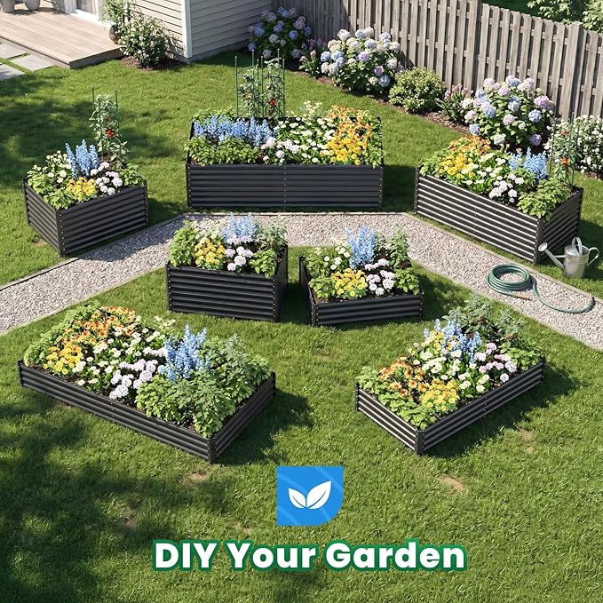 Quictent Galvanized Raised Garden Bed 4x3x1 Ft Metal Planter Box for Vegetables Bottomless for Backyard Dark Grey 2PCS