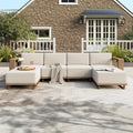 HERA'S HOUSE 6 Pieces Outdoor Rattan Furniture Set, 4 Sectional Patio Wicker Sofa with 2 Ottomans, All Weather Patio Conversation Set with 5.3" Comfy Widened Armrest, 10" Ultra Thick Cushion for Deck