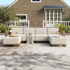 HERA'S HOUSE 6 Pieces Outdoor Rattan Furniture Set, 4 Sectional Patio Wicker Sofa with 2 Ottomans, All Weather Patio Conversation Set with 5.3" Comfy Widened Armrest, 10" Ultra Thick Cushion for Deck