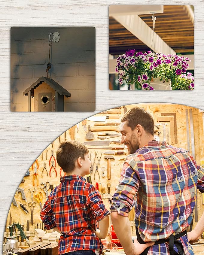 NACETURE Ceiling Hooks for Hanging Plants 3 Pack - Plant Hanger Indoor Hanging Hooks Metal Plant Bracket Iron Lanterns Hangers for Wind Chimes (Black 3 Pack)