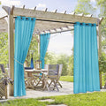 RYB HOME Outdoor Sheer Curtains Waterproof for Patio, Linen Look Semi Transparent Airy Drapes Sun Light Filter for Cabana Pavilion Balcony, 54 inch Wide by 96 inch Long, 2 Pcs, Teal