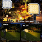 Solar Spot Lights Outdoor, 20 LED IP65 Waterproof Solar Landscape Spotlights, Dusk-to-Dawn 3000K Warm White Outdoor Spot Light Lighting for Yard Garden Driveway Porch Walkway, 4-in-1