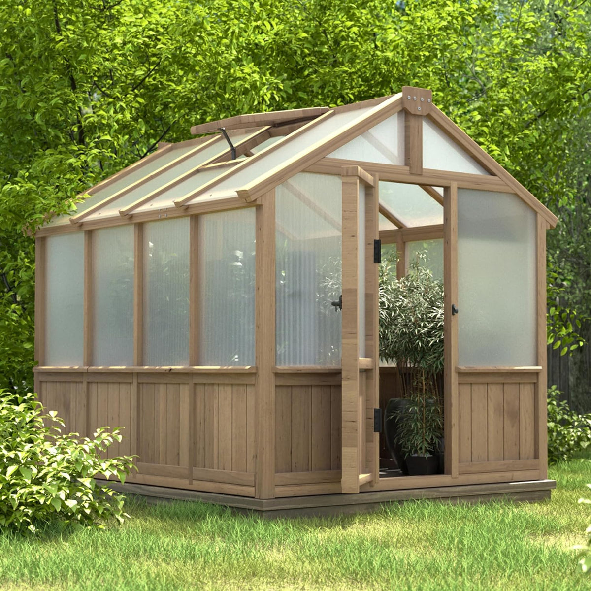 veikou 6' x 8' wooden greenhouse for outdoors, main product view