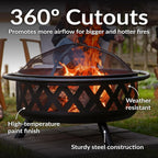 sunnydaze crossweave 36" large outdoor fire pit, wood, side view