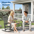 HDPE Rocking Chair Outdoor- Poly High Back Porch Rocker Chairs for Adults - All Weather Resistant Furniture for Patio Front Porch - Gray
