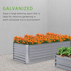 8x4x2FT Galvanized Raised Garden Bed,Planter Raised Beds-Metal Garden Box,Large Plant for Outdoor Planting, Vegetables Bed，Flower,herb-Silver