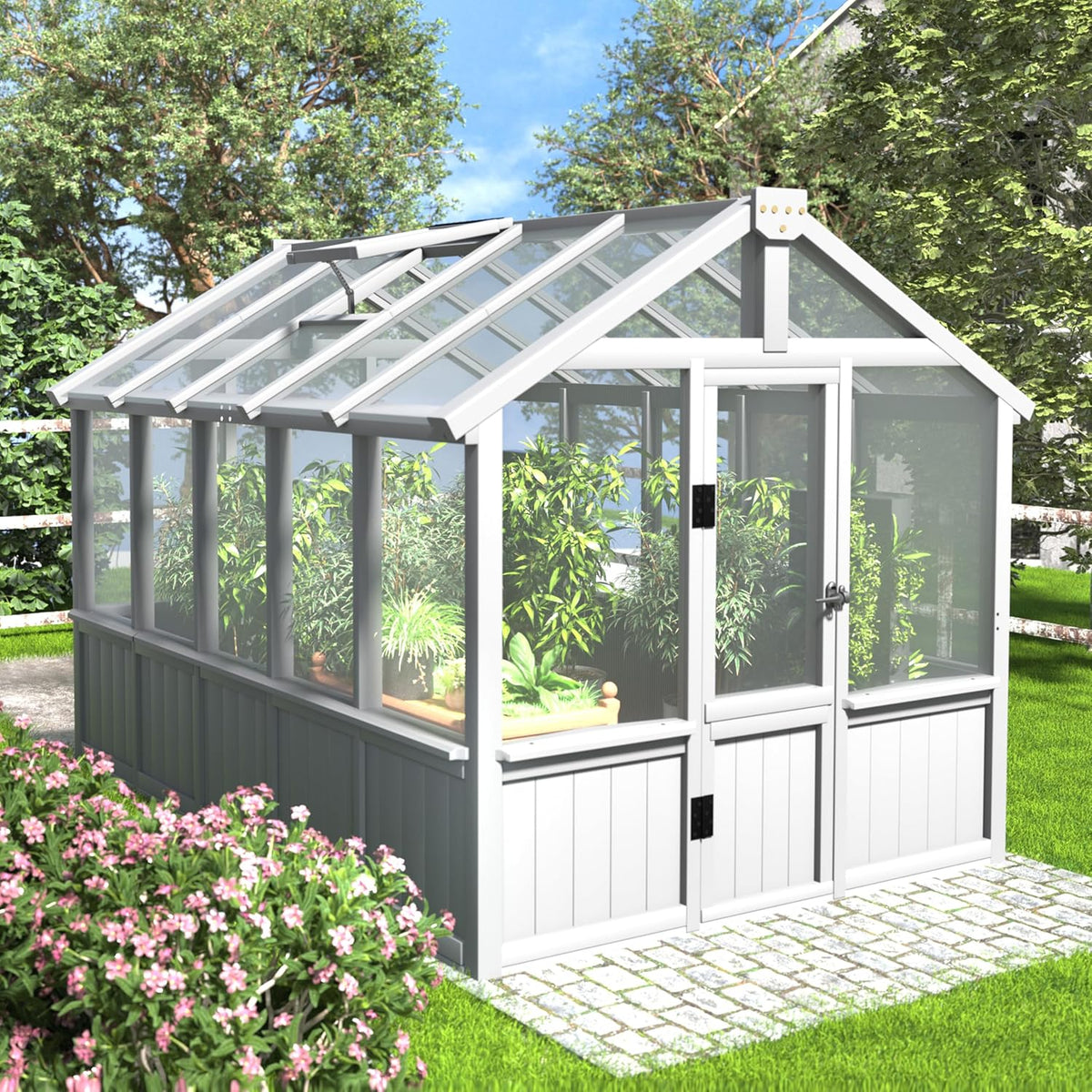mupater 6 × 10 ft cedar wood greenhouse, main product view