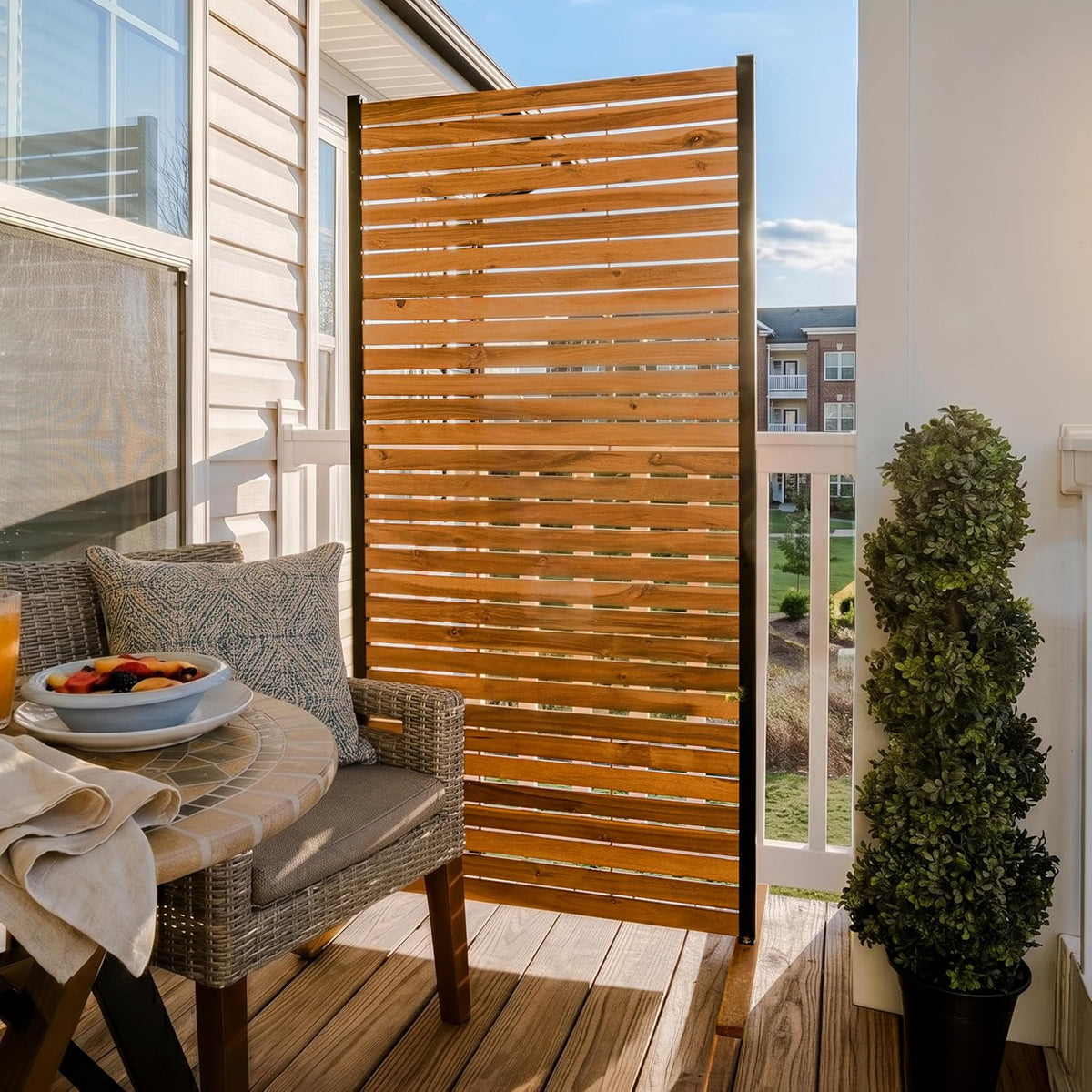 enclo easy assembly freestanding/surface mounted privacy screen, hardwood, main product view