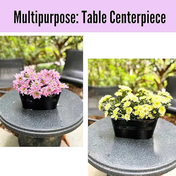 LaLaGreen Rail Planter Outdoor Plants(11.8 Inch, 15 Pack) Black Metal Iron Hanging Flower Pots Deck Railings Fence Buckets Modern Countryside Boho Style Wall Mount Window Box Plant Holder Porch Decor
