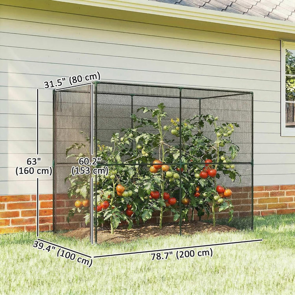 outsunny crop cage 6.6' x 3.3' x 5.2' on a desk or shelf