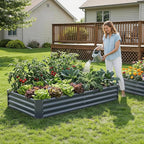 ZORMY 2Pack 6×3×1ft Galvanized Raised Garden Bed Kit, Metal Planter Boxes Outdoor, Large Raised Beds for Vegetables, Fruits, and Flowers - Grey