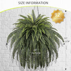 68" Artificial Ferns for Outdoor, UV Resistant Giant Faux Boston Fern Bush with 92 Fronds, Large Fake Plants Fade Resistant for Porch Patio Garden Home Decor