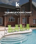KINGYES HDPE Outdoor Rocking Chair Set of 4, All-Weather Poly Patio Rocking Chairs with 330lbs Support for Adults, Pistachio Green